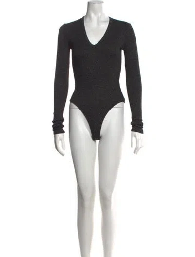 Pre-owned Agolde V-neck Long Sleeve Bodysuit In Black/grey