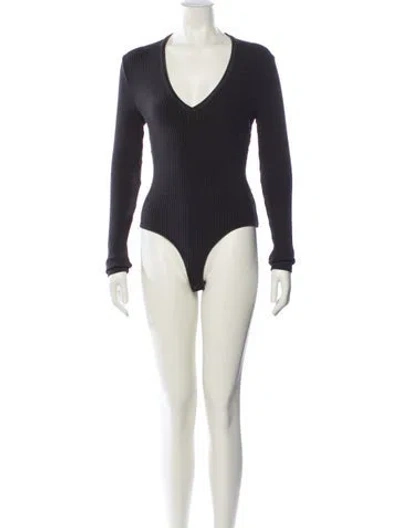 Pre-owned Agolde V-neck Long Sleeve Bodysuit In Gray