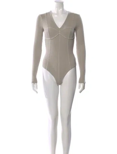 Pre-owned Agolde V-neck Long Sleeve Bodysuit In Gray