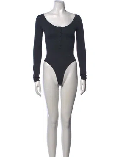 Pre-owned Agolde V-neck Long Sleeve Bodysuit In Grey
