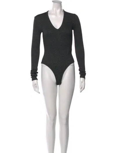 Pre-owned Agolde V-neck Long Sleeve Bodysuit In Multi