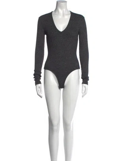 Pre-owned Agolde V-neck Long Sleeve Bodysuit In Multi