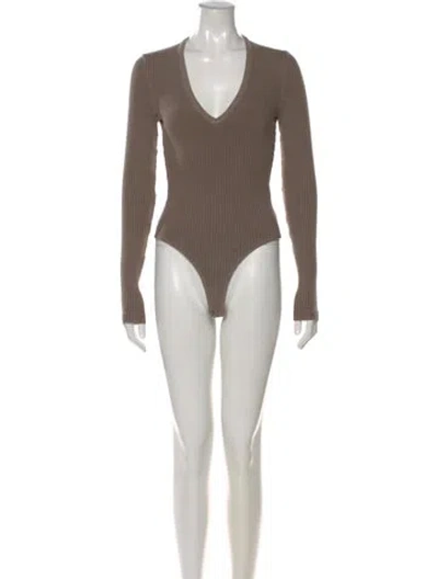 Pre-owned Agolde V-neck Long Sleeve Bodysuit In Neutral