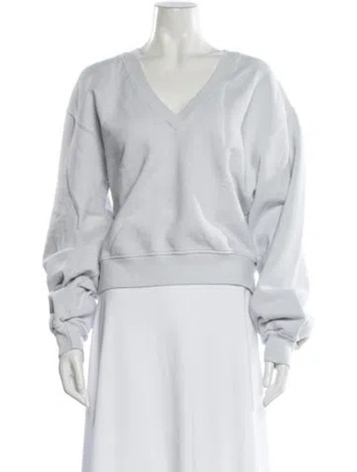 Pre-owned Agolde V-neck Long Sleeve Sweatshirt In White