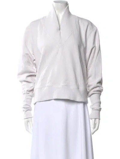 Pre-owned Agolde V-neck Long Sleeve Sweatshirt In White