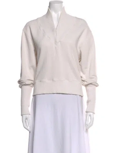 Pre-owned Agolde V-neck Long Sleeve Sweatshirt In White