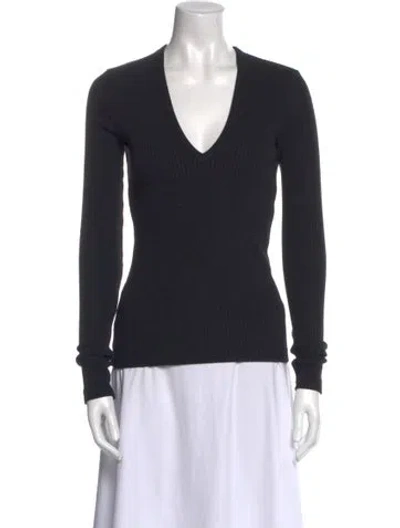 Pre-owned Agolde V-neck Long Sleeve Top In Black