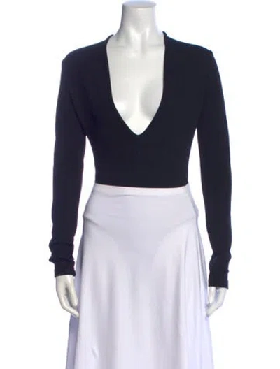 Pre-owned Agolde V-neck Long Sleeve Top In Blue