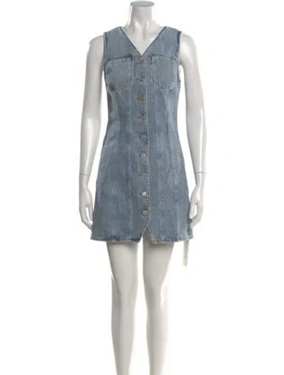 Pre-owned Agolde V-neck Mini Dress In Blue