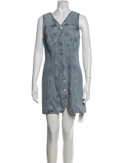 Pre-owned Agolde V-neck Mini Dress In Blue