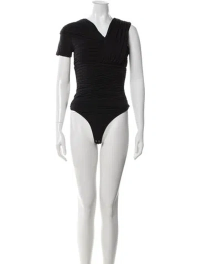 Pre-owned Agolde V-neck Short Sleeve Bodysuit W/ Tags In Black