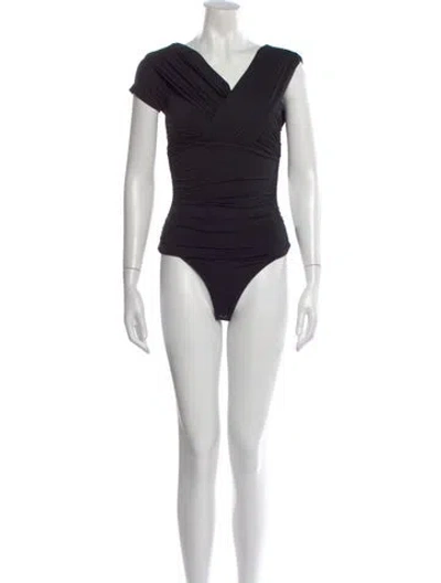 Pre-owned Agolde V-neck Short Sleeve Bodysuit W/ Tags In Black