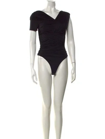 Pre-owned Agolde V-neck Short Sleeve Bodysuit W/ Tags In Black