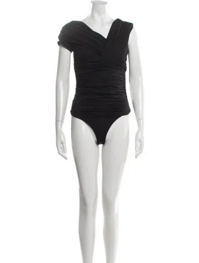 Pre-owned Agolde V-neck Short Sleeve Bodysuit W/ Tags In Black