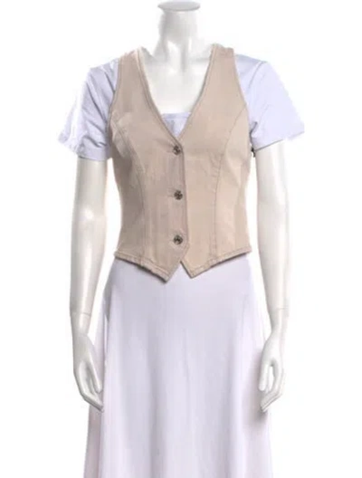 Pre-owned Agolde V-neck Short Sleeve Crop Top In White