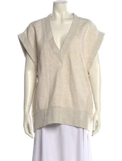 Pre-owned Agolde V-neck Short Sleeve Sweatshirt In Neutral