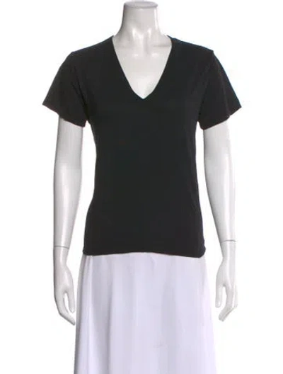 Pre-owned Agolde V-neck Short Sleeve T-shirt In Black