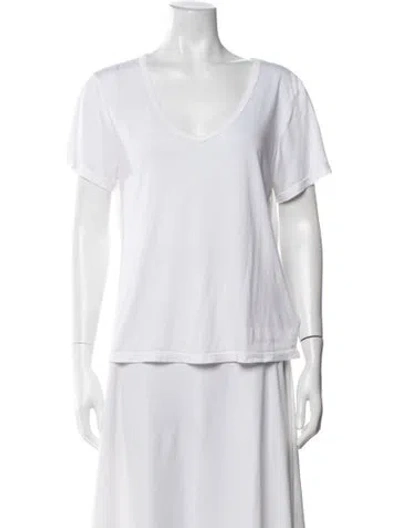 Pre-owned Agolde V-neck Short Sleeve T-shirt In White