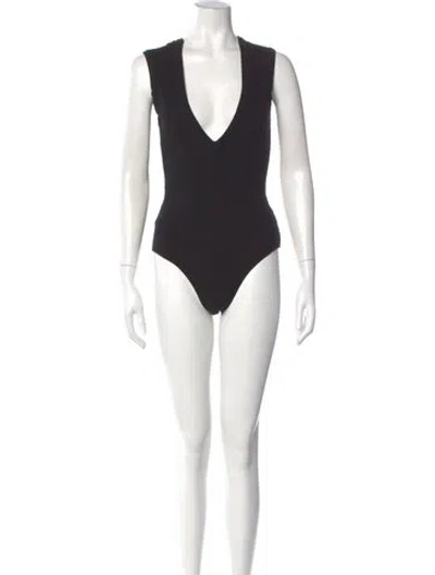 Pre-owned Agolde V-neck Sleeveless Bodysuit In Black