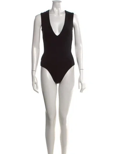 Pre-owned Agolde V-neck Sleeveless Bodysuit In Black