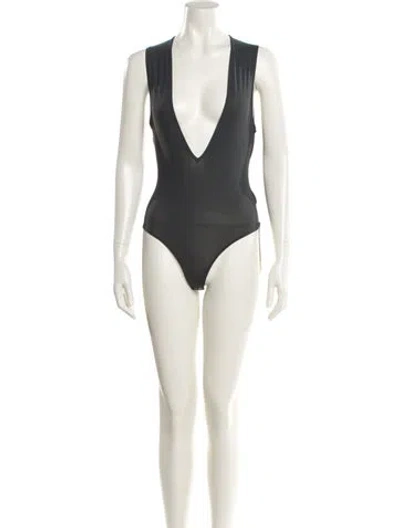 Pre-owned Agolde V-neck Sleeveless Bodysuit In Gray