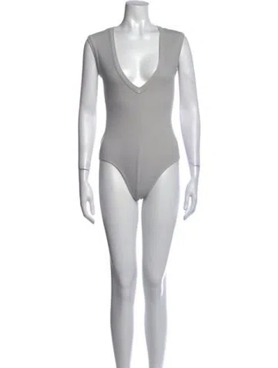 Pre-owned Agolde V-neck Sleeveless Bodysuit In Gray
