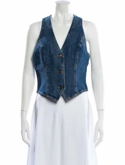 Pre-owned Agolde V-neck Sleeveless Button-up Top In Blue