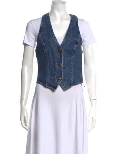 Pre-owned Agolde V-neck Sleeveless Top In Blue