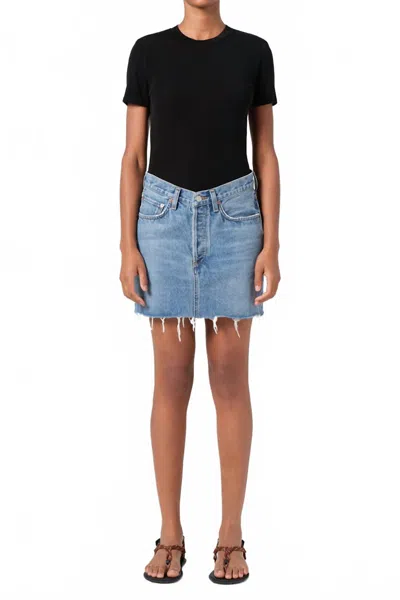 Agolde V-waist Mini Skirt In Fairway In Blue