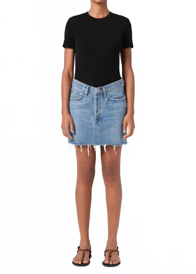 Agolde V-waist Mini Skirt In Fairway In Blue