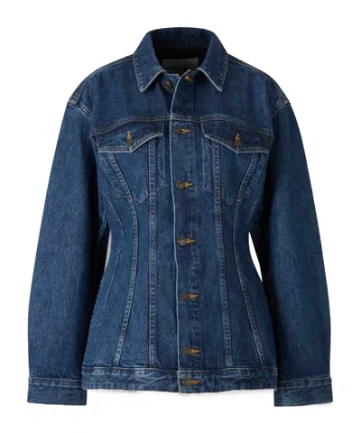 Agolde Waist-cinching Denim Jacket In Blue
