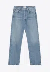 Agolde Washed-out High-rise Jeans In Light Blue