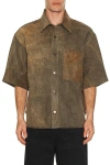 Agolde Boxy Cropped Shirt With Classic Collar In Neutral