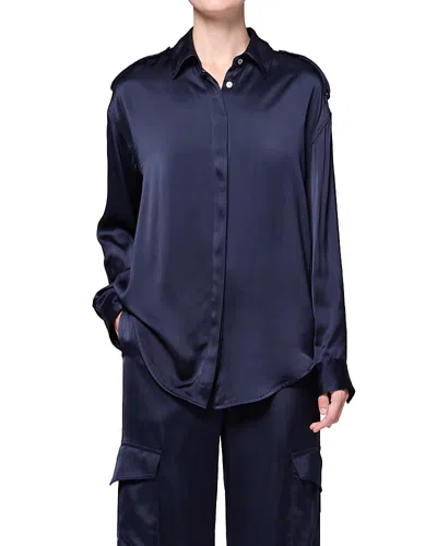 Agolde Webb Satin Cargo Shirt In Blue