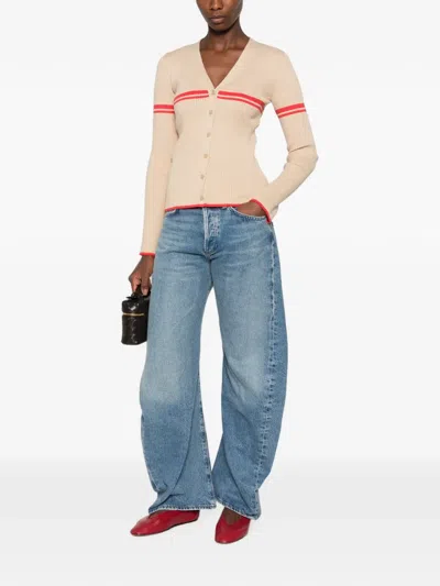 Agolde Whiskered Wide-leg Jeans In Blau