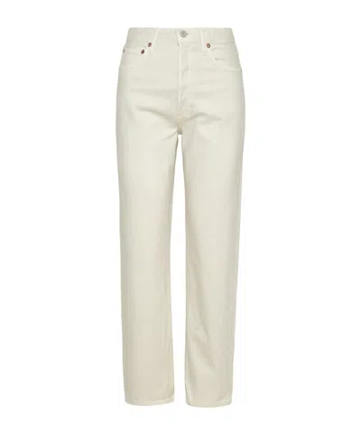 Agolde White Cotton 90s Pinch Waist Jeans