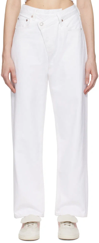 Agolde White Criss Cross Upsized Jeans In Milkshake (white)