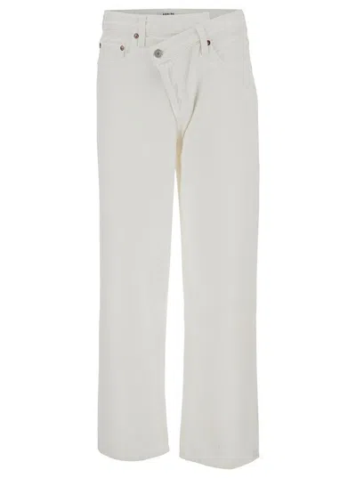 Agolde White Jeans With Asymmetric Closure