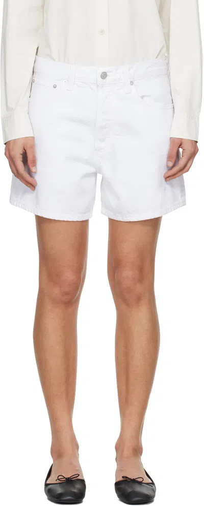 Agolde Long Parker Shorts In White