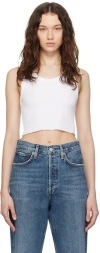 Agolde Poppy Cotton-blend Cropped Tank Top In White