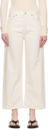Agolde Ren High Rise Wide Leg Ankle Jeans In Brown Rice In White