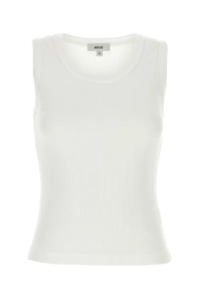 Agolde White Stretch Cotton Blend Tank Top