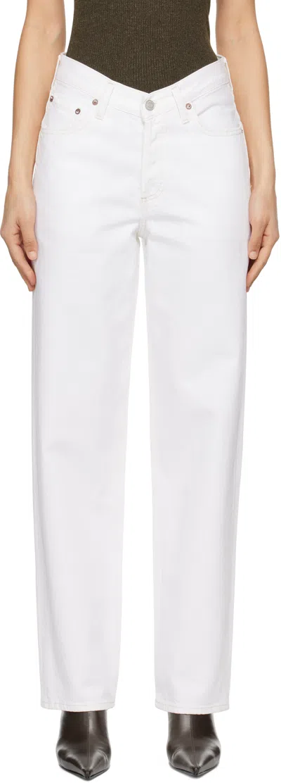 AGOLDE WHITE V-WAIST BAGGY JEANS