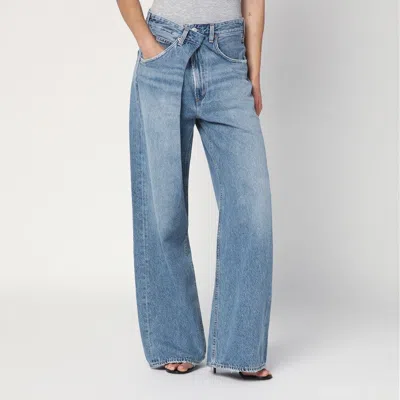 AGOLDE AGOLDE WIDE BLUE VANA FOLD JEANS WITH WASHED EFFECT