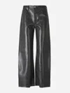 Agolde Wide Leather Jeans In Antracite Grey
