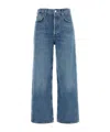 Agolde Light Blue Wide Jeans In Cotton Blend Denim Woman