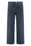 Agolde Wide-leg Denim Trousers With Metal Buttons In Blue