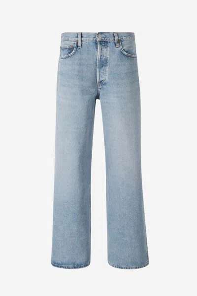 Agolde Wide Leg Jeans In Denim Light Blue