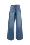 Agolde Wide-leg Light Blue Denim Jeans With Classic Five-pocket Design In Blue