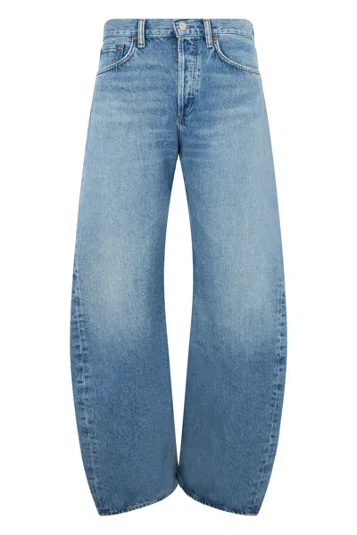 Agolde Wide-leg Baggy Jeans In Cotton Denim In Blue